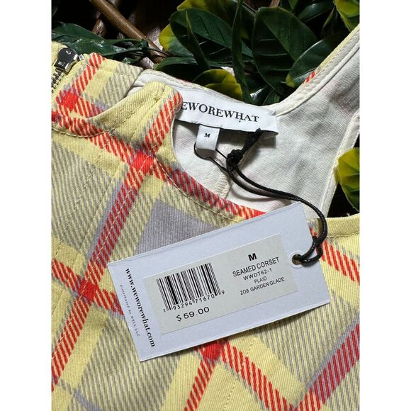 We Wore What Yellow Plaid Seamed Corset Size M NWT - Picture 5 of 5